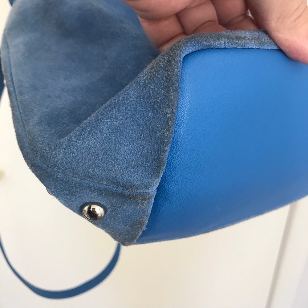 3/$15 Sam Edelman light blue suede and silver studded crossbody purse - Picture 9 of 13